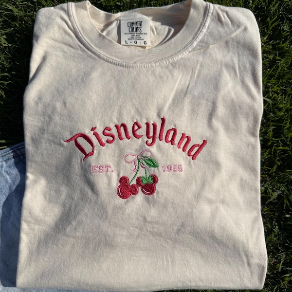 Coquette Cherry Disneyland Embroidered Tee - Adults, Youth, Toddler