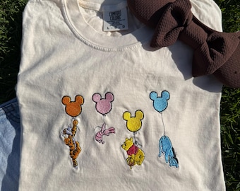 Vintage Embroidered Pooh and friends Embroidered Tee - Adults, Youth, Toddler
