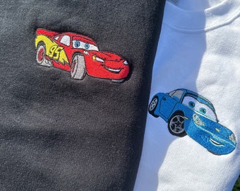 Embroidered Cars Couple's Sweater, Personalized Couple Sweatshirt, Valentine's Day, SweetHearts Sweater