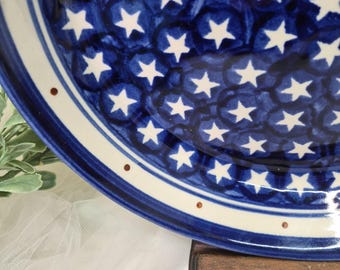 Vintage Boleslawiec Polish Pottery America the Beautiful Round Pie Plate Serving Dish 10"