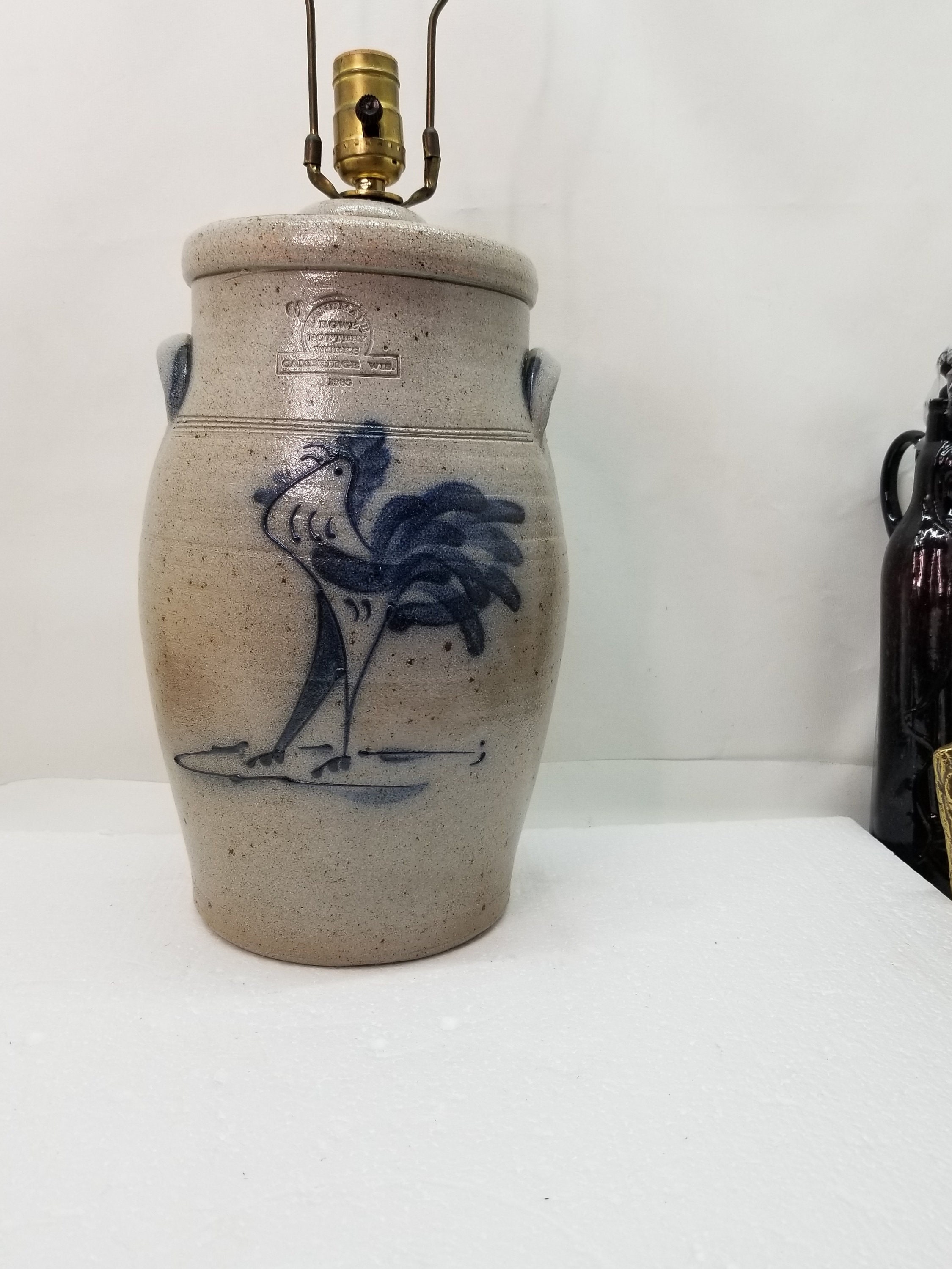 Crock Lamp Rowe Pottery Butterchurn Salt Glazed Magnificent