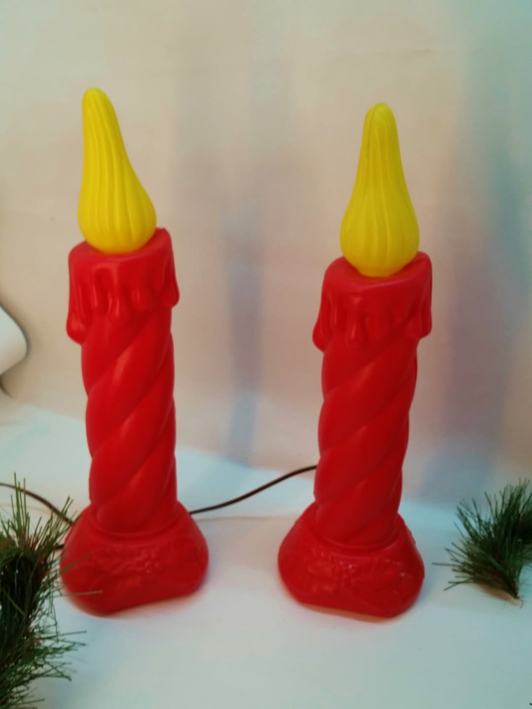 Mid Century Candle Blow Mold Pair. General Foam USA, Table Top or