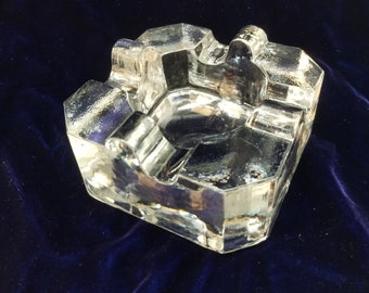 MCM Crystal Ashtray Kosta Boda Sweden Ice Block Ashtray Mid Century Tobacciana Gift For Dad