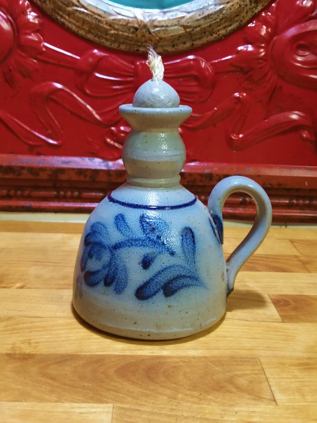 Vintage Rowe Pottery Oil Lamp Cambridge Wisconsin 1991 Salt Etsy