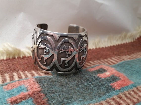 Vintage Native American Sterling Cuff Bracelet c1… - image 1