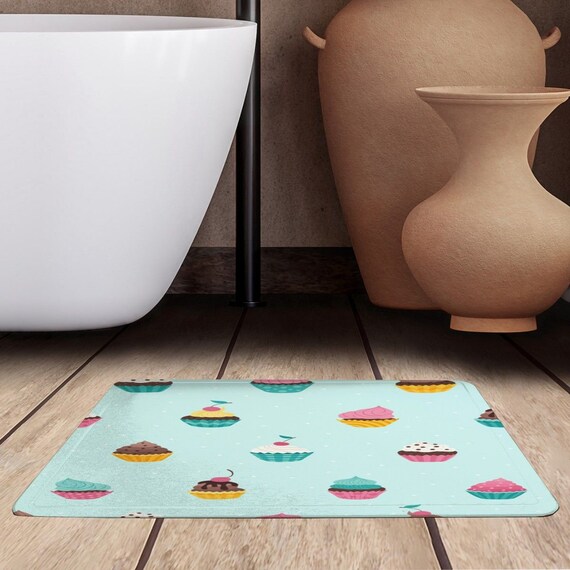 Cupcakes Bath Mats Pastel Aesthetic Bathroom Mat Desserts 