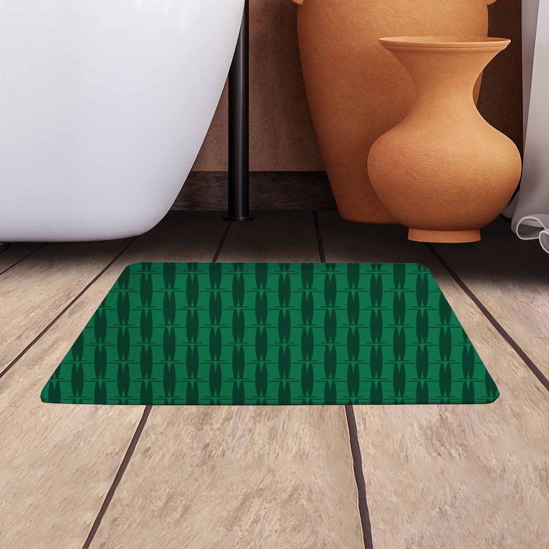 Emerald Green Bath Mats Modern Abstarct Bathroom Mat Retro Etsy