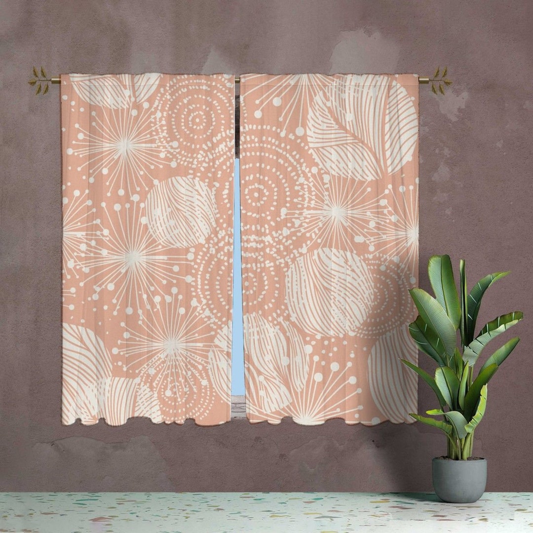Modern Shabby Chic Window Curtains Terracotta Patterns Etsy
