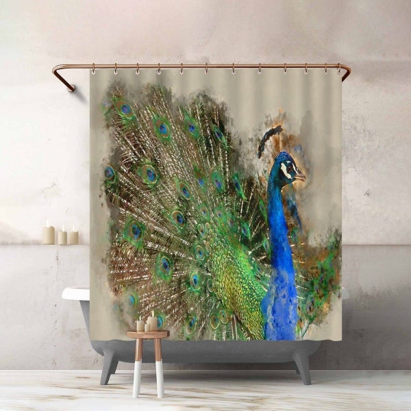 Peacock Shower Curtains Etsy