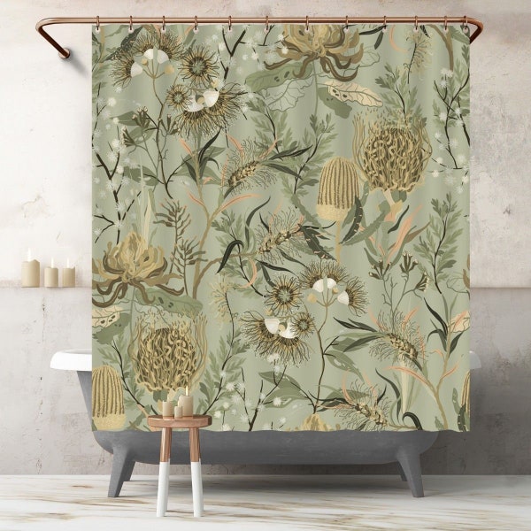 Shower Curtain Floral Etsy