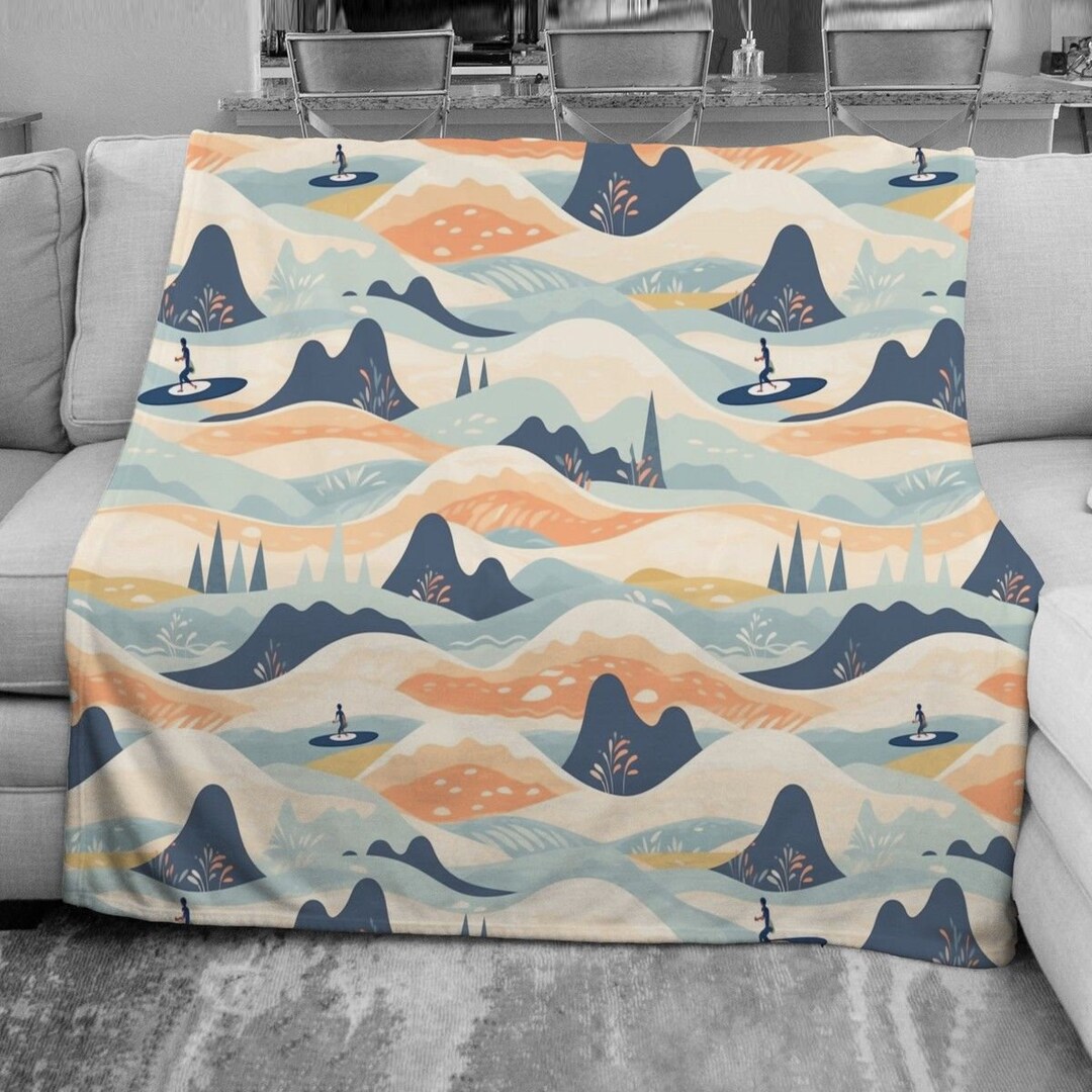 Navy Orange Throw Blanket main image 1