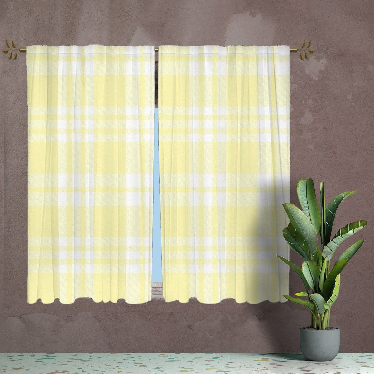 Yellow Plaid Drapes - Etsy Yellow Plaid Drapes - Etsy