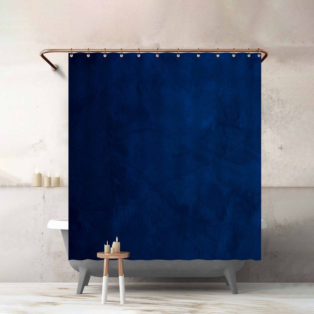 Dark Blue Shower Curtains Indigo Bath Decor Navy Blue Custom Etsy