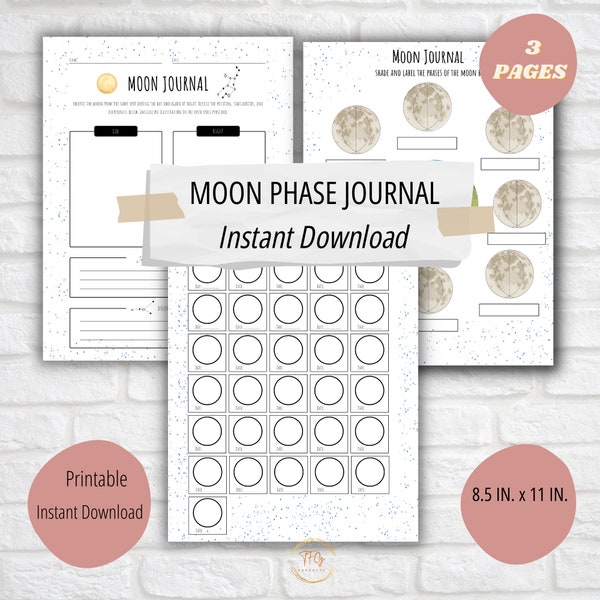 Moon Journal|Nature Study|Moon Phases|Printable|Instant Download