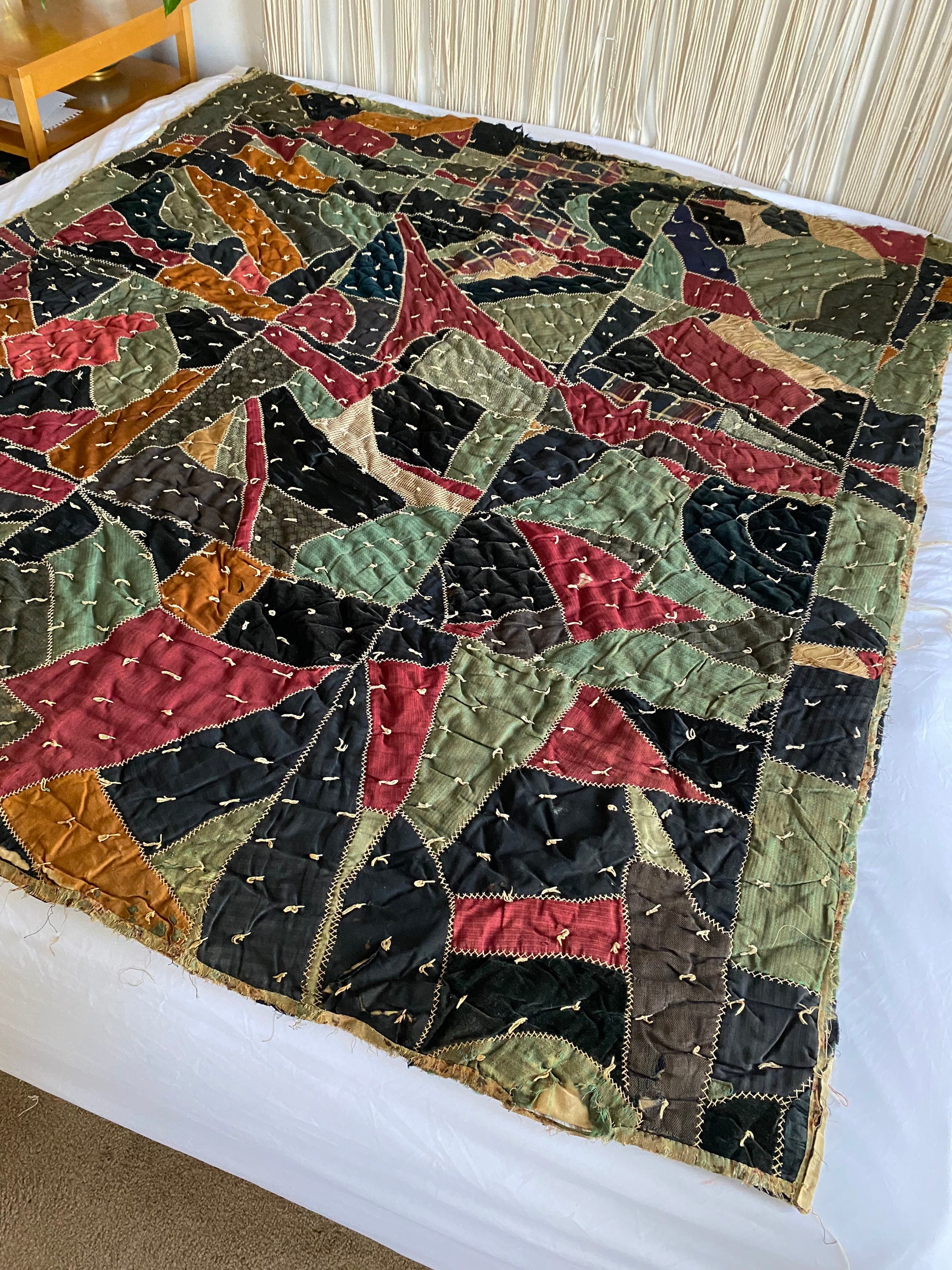 Vintage Antique Destroyed Tattered Quilt Etsy