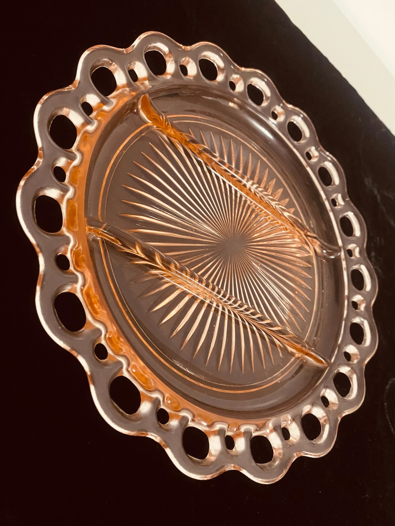 Pink Depression Glass Platter Plate Etsy