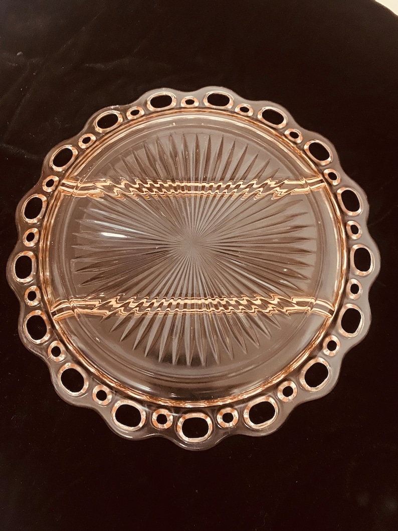 Pink Depression Glass Platter Plate Etsy