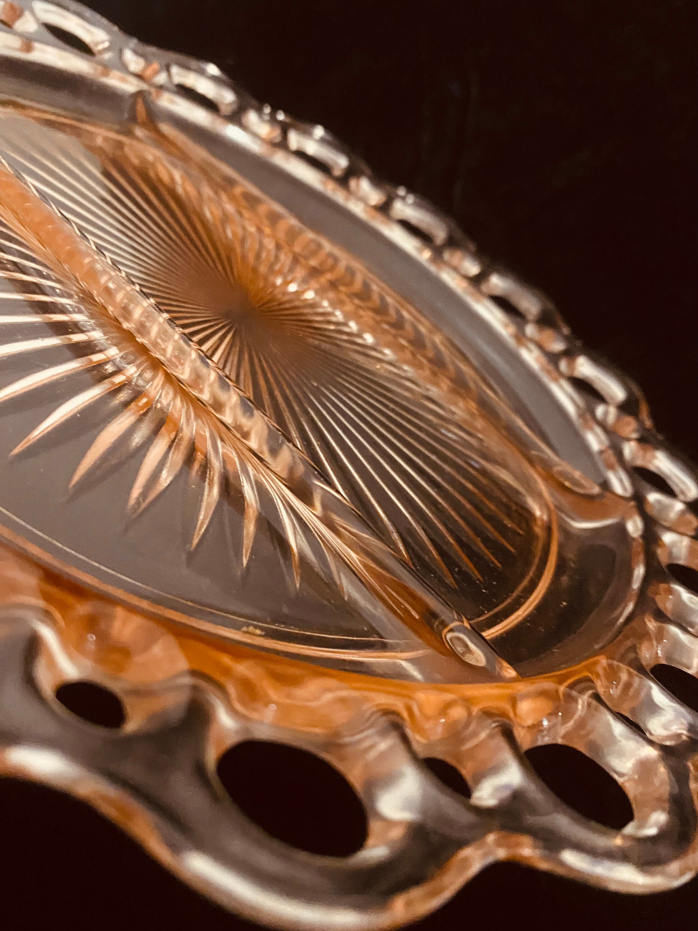 Pink Depression Glass Platter Plate Etsy