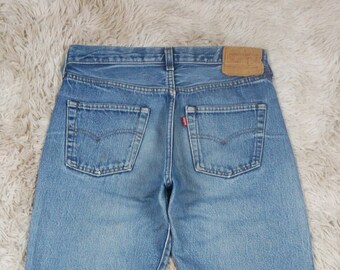 Vintage 80's Levi's 501 Redline Jeans Waist 29.5 Distressed Medium Wash Denim #524 Button Fly Selvedge 501 Made in USA W29.5 L32