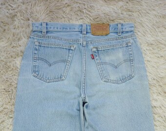 Vintage 90's Levi's 501 Jeans Waist 28 Student Fit Distressed Light Wash Denim Button Fly Levis 701 Made in USA W28 L29