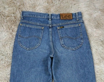 Vintage 90's Lee Jeans Waist 29.5 Faded Medium Wash Denim Straight Leg Made in USA W29.5 L30