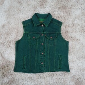Green jean vest top