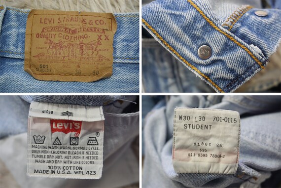 Vintage 90's Levi's 501 Jeans Waist 28 Student Fi… - image 8
