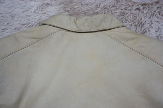 Vintage Distressed Light Cream Leather Jacket 36 … - image 7