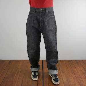 Vintage 90s X Master Jeans  Black Baggy Straight Leg High Waist Loose Fit Skaters Made in Japan Hip-Hop Jeans W34.5
