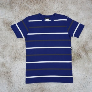 T-shirt rayé Agnes B vintage Y2K T-shirt en coton bleu blanc vert XS T-shirt