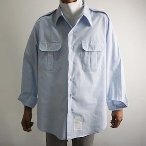 Vintage DSCP Wings Chambray Workwear – USA Made 80s 90s Workwear Ashland & Macon Garment Shirt Large Size