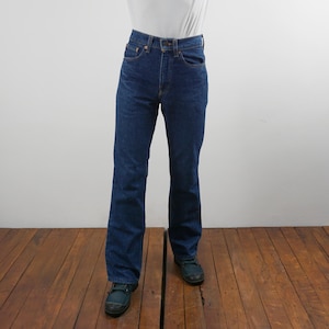 Vintage 90&#39;s Levi&#39;s 517 Jeans Waist Size 26 Distressed Dark Wash Denim Boot Cut Made in USA W26 L29.5 XS