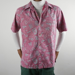 Vintage Cooke Street Honolulu Hawaii Shirt Reverse Print Button Down Made in USA Luau Party Hawaiian Shirt Size M - L