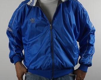Vintage Adidas Track Jacket, Dark Blue Full Zipper, 80s 90s