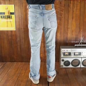 Vintage 90s Levi's 517 Bootcut Jeans Faded Light Wash Distressed Made in USA High Waist Grunge Y2K Denim W30