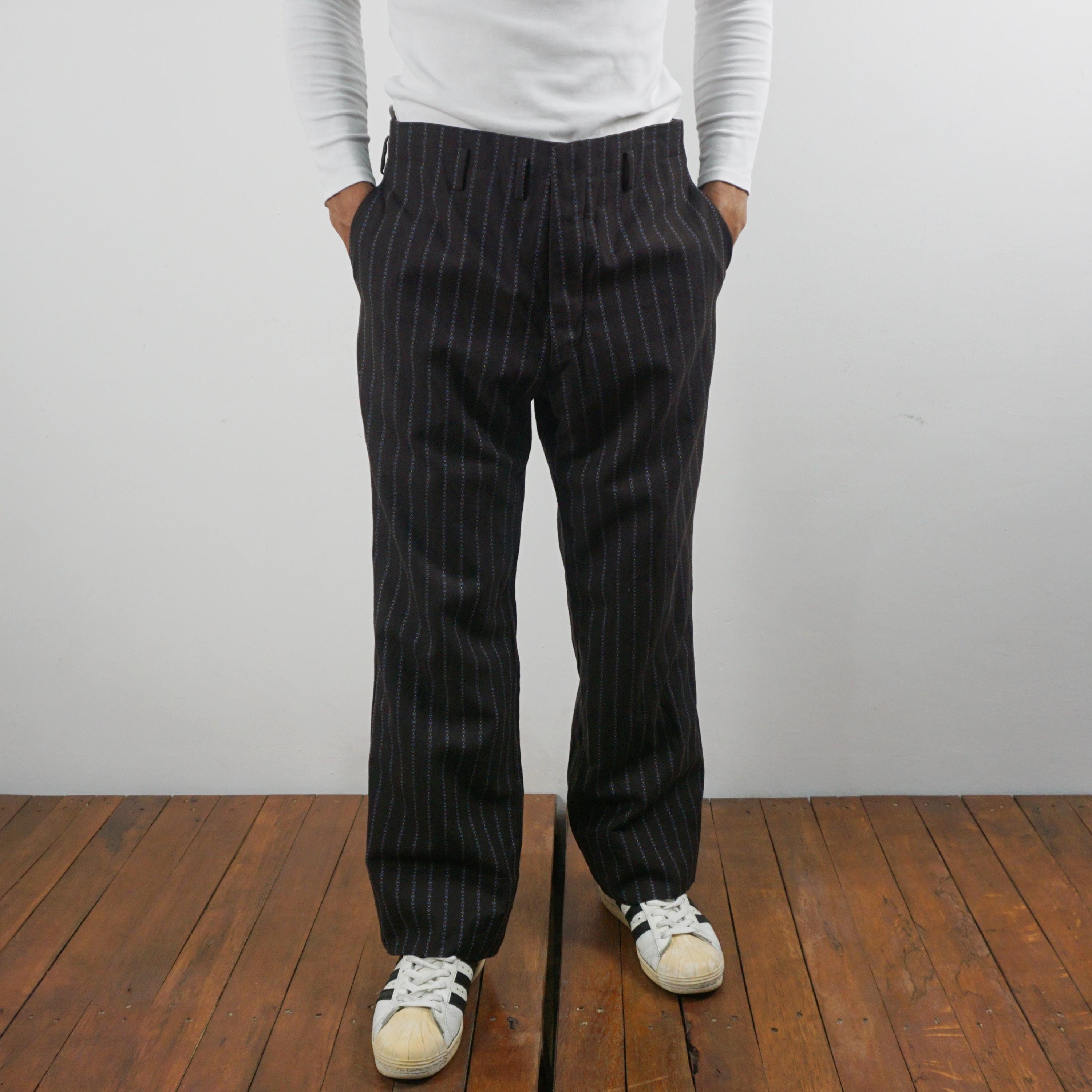 50s〜 vintage European stripe slacks 1950 Outdoor Vintage Style Work Pants Railroad Mens Stripe