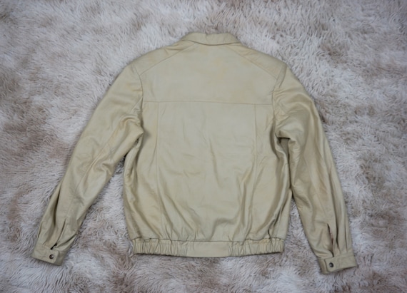 Vintage Distressed Light Cream Leather Jacket 36 … - image 2