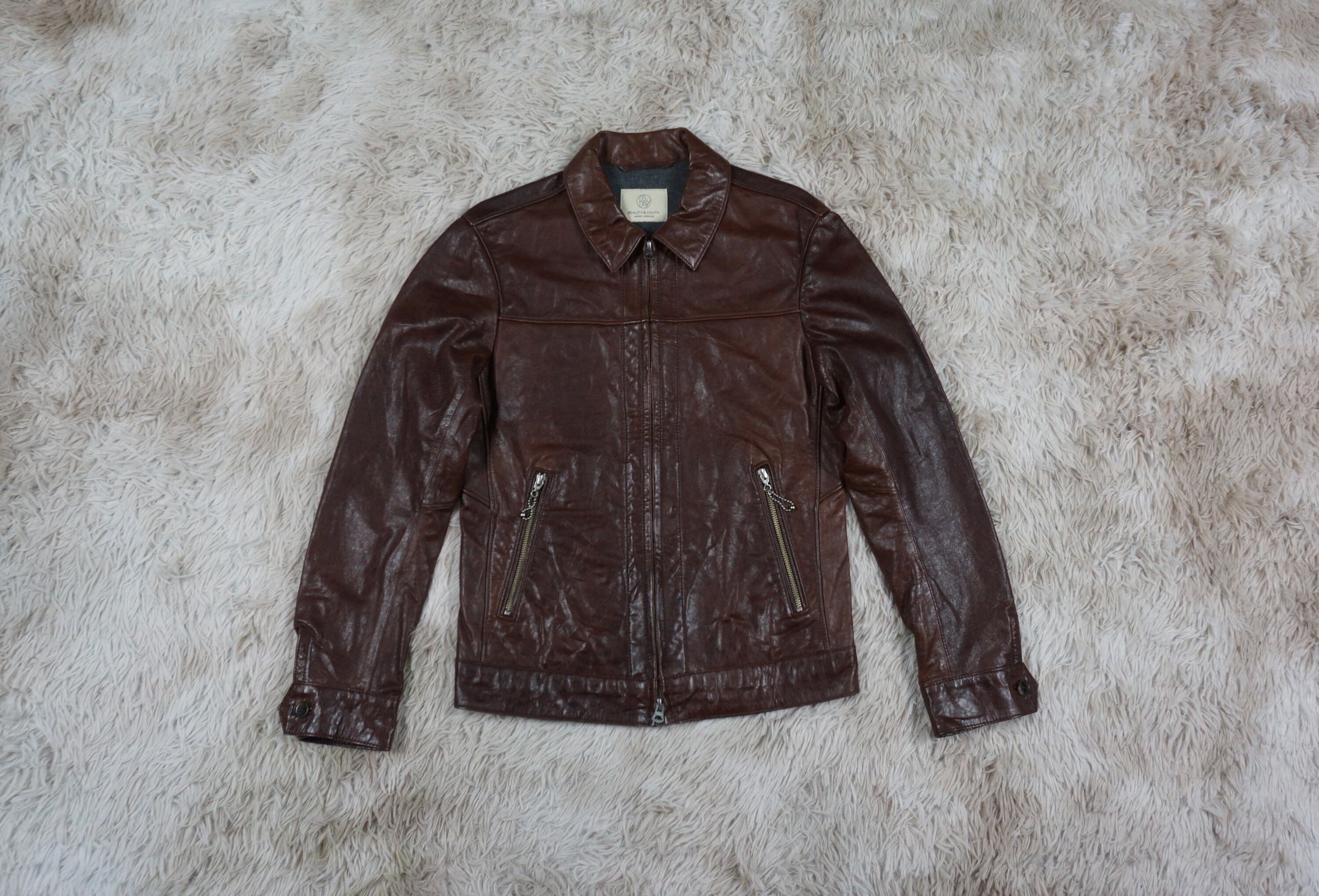 Vintage Beauty & Youth United Arrows Leather Jacket Brown 