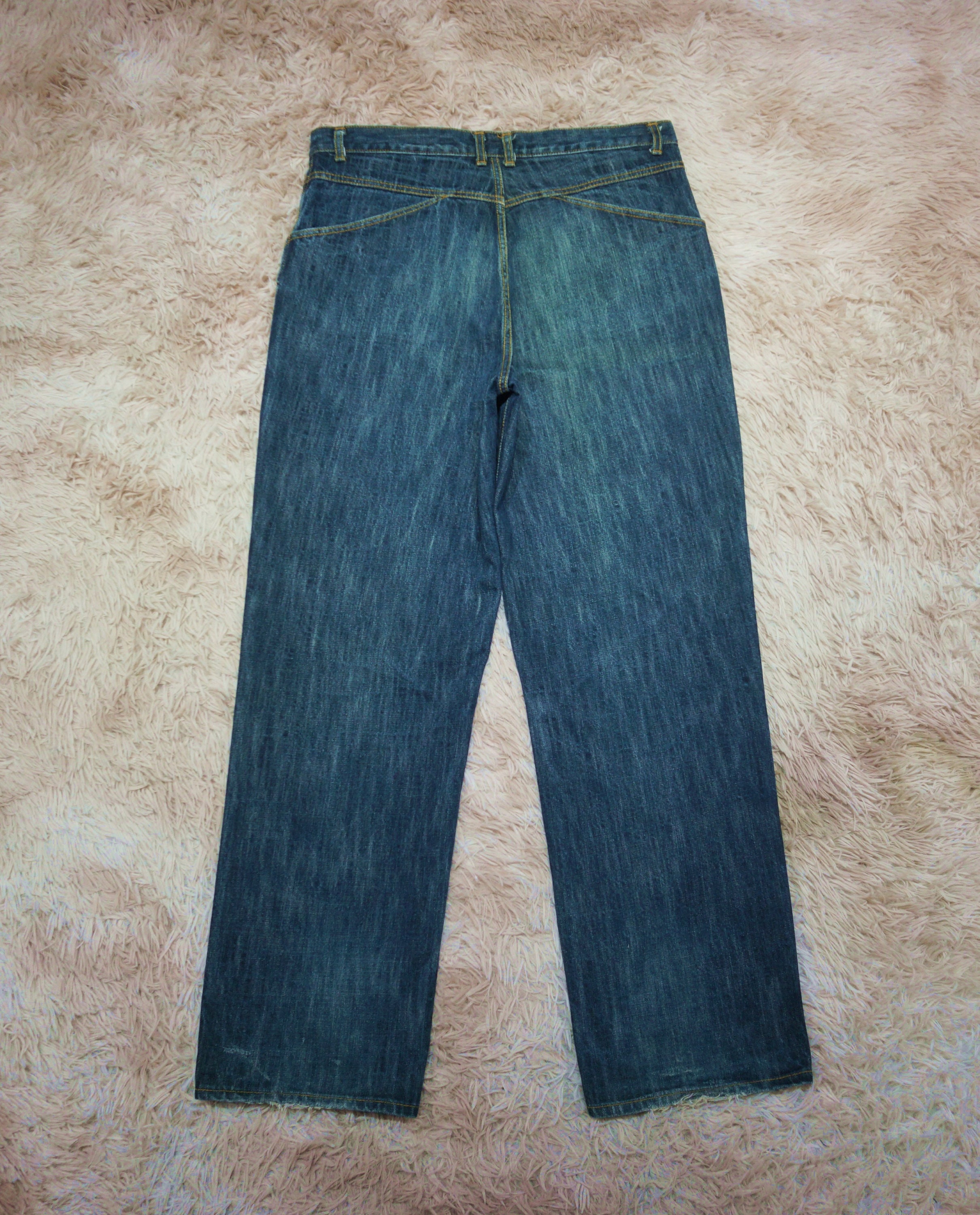 [JEMUT]★OLIN VINTAGE WASHING DENIM PANTS Vintage 90's EMP Jeans Waist 32 Distressed Faded Blue Denim
