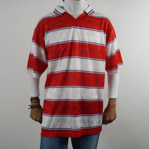 Vintage 90&#39;s Patrick Jersey Soccer Football White Red Men Size L