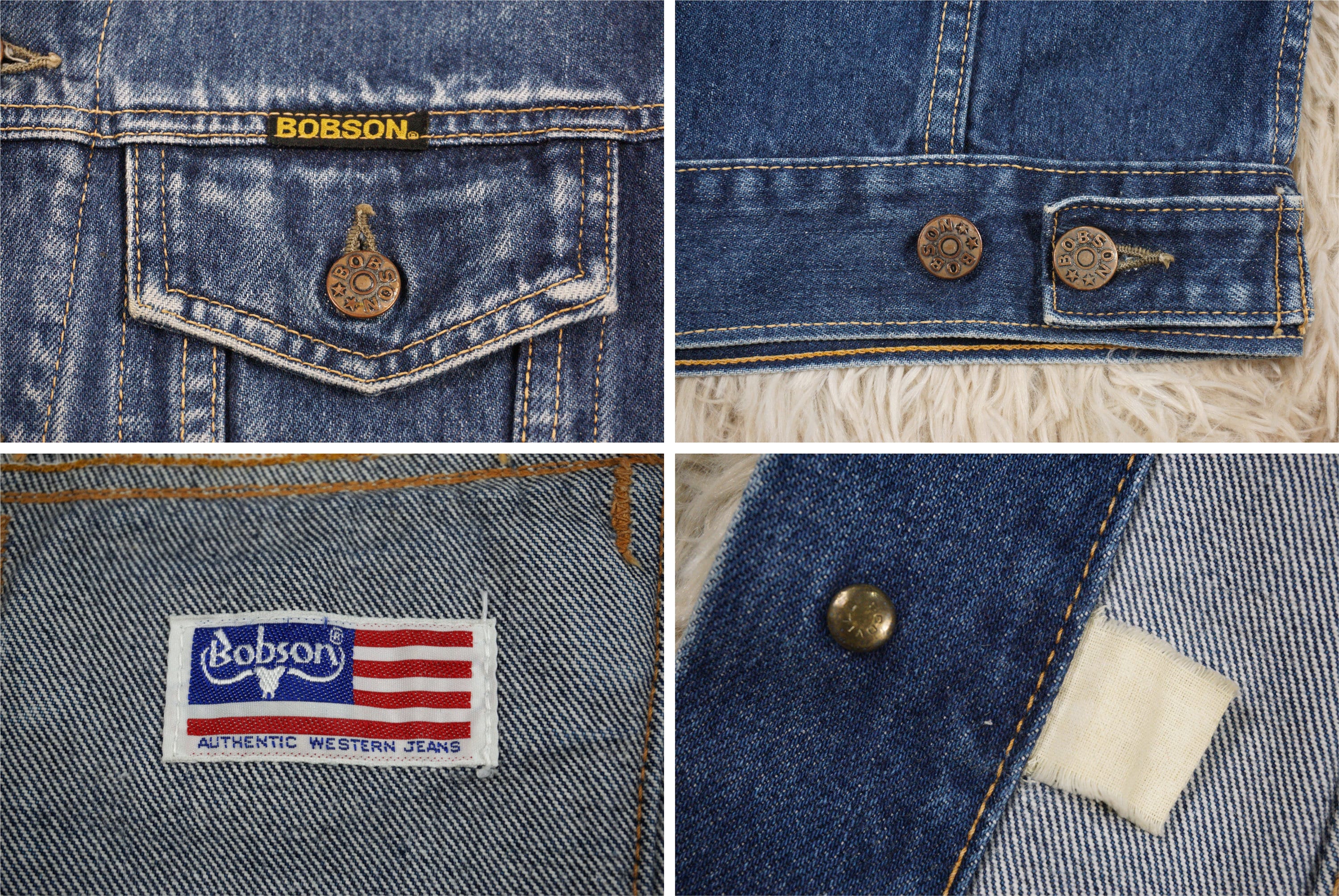 Vintage 90's Bobson Trucker Jacket Size 34 XS Distressed