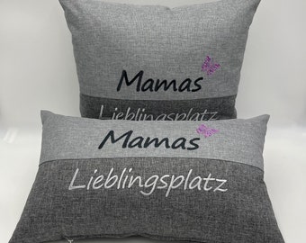 Outdoorkissen für Mama Geschenk Muttertag Mamas Lieblingsplatz personalisierbar hochwertige Stickerei wasserabweisend Made in Germany