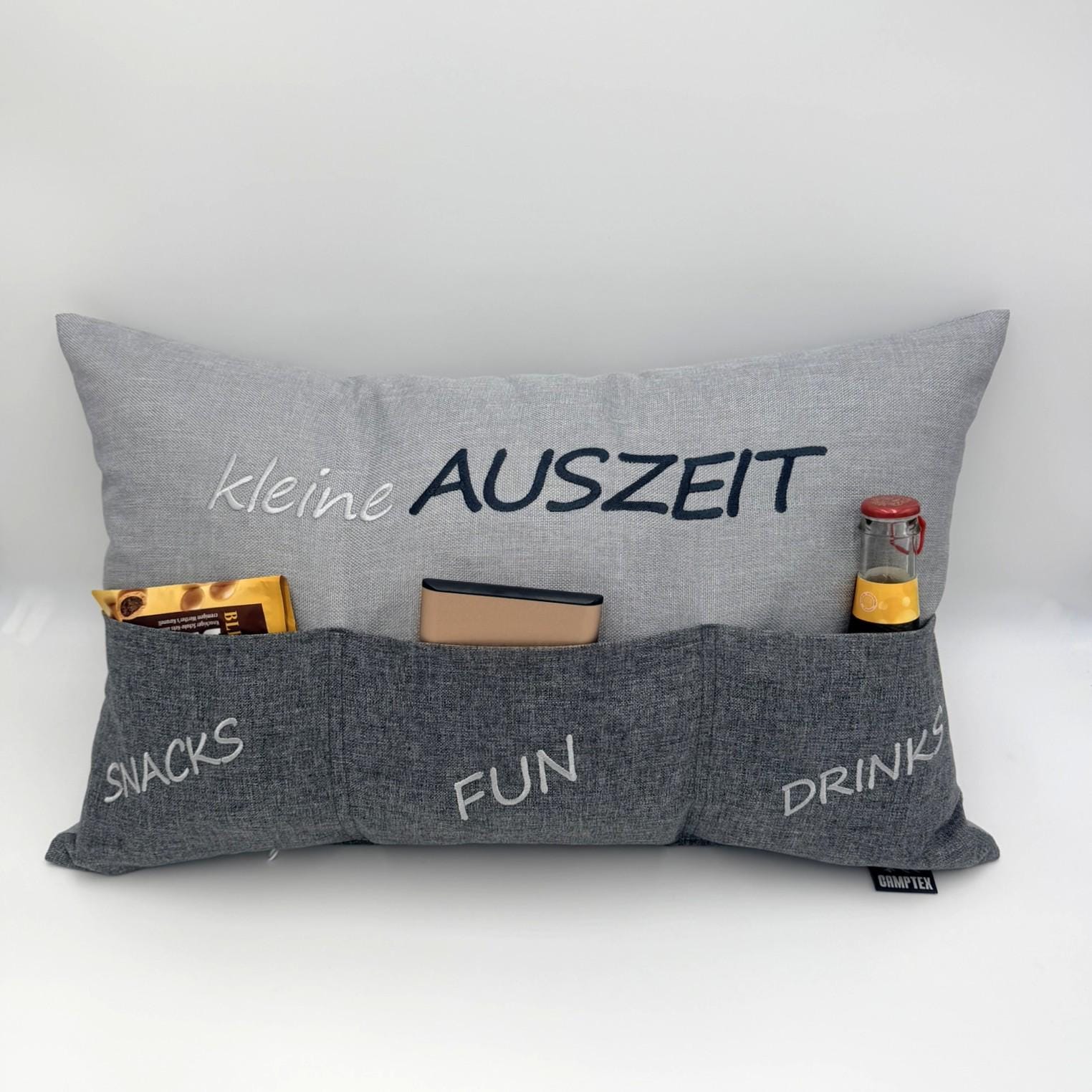 Kissen Mit Taschen Für Die Kleine Auszeit - Besticktes Outdoorkissen Mit Praktischen Taschen - Originelles Geschenk Für Männer Und Frauen