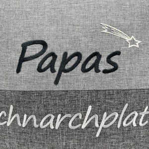 Kissen für Papa Geschenk Papas Schnarchplatz personalisiert hochwertige Stickerei mehrfarbig indoor outdoor wasserabweisend Made in Germany image 8