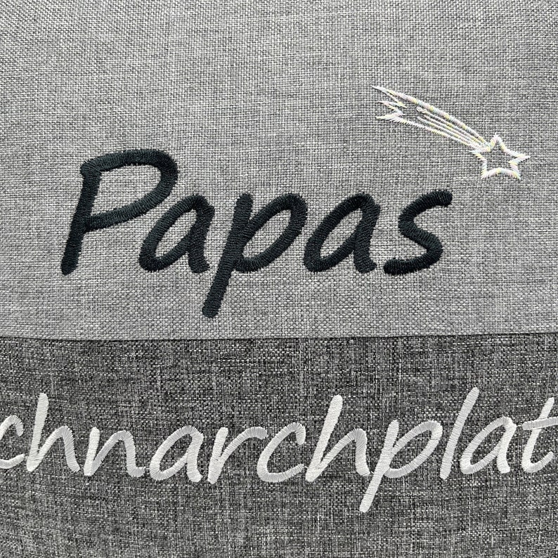 Kissen für Papa Geschenk Papas Schnarchplatz personalisiert hochwertige Stickerei mehrfarbig indoor outdoor wasserabweisend Made in Germany Bild 8