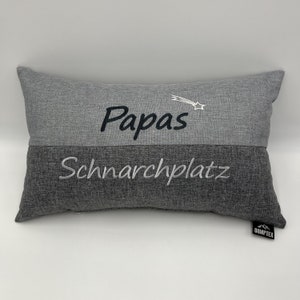 Kissen für Papa Geschenk Papas Schnarchplatz personalisiert hochwertige Stickerei mehrfarbig indoor outdoor wasserabweisend Made in Germany Bild 5