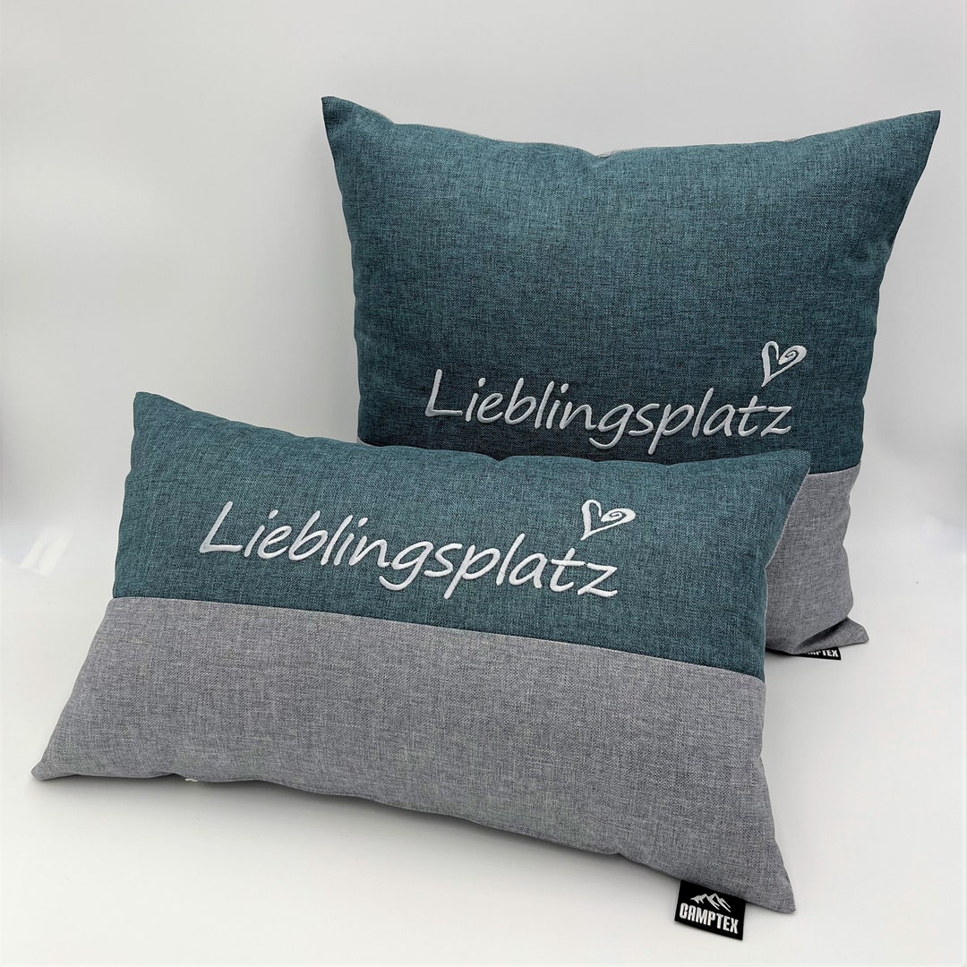 Kissen Outdoor Mit Hochwertiger Stickerei lieblingsplatz Deko Camping