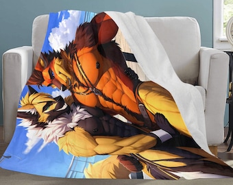 Manta de microfibra ultrasuave Furry Fursona Gay Pride Masculine Yiff Sexy Hot Furry Wolf Yellow Orange Colcha Edredón Manta de playa