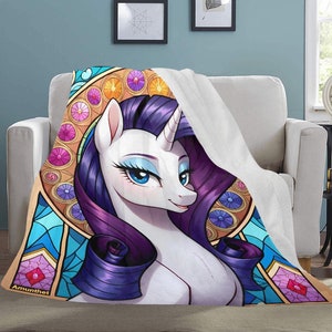 Ultra-weiche Microfleece-Decke MLP My Little Pferd Pony Furry Brony Weißes Pony im Cartoon Stil SFW Rarity Tagesdecke bettdecke Stranddecke