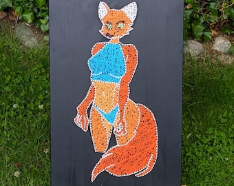Harige Sexy Vos Yiff String Art Filografie – De Magie van de Furry Fandom in 3D - Handgemaakt door Amunthet